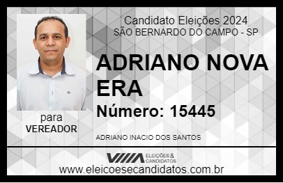 Candidato ADRIANO NOVA ERA 2024 - SÃO BERNARDO DO CAMPO - Eleições