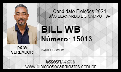 Candidato BILL WB 2024 - SÃO BERNARDO DO CAMPO - Eleições