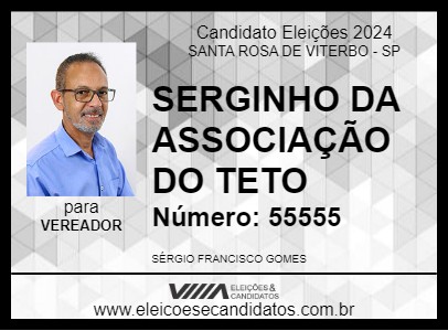 Candidato SERGINHO DA ASSOCIAÇÃO DO TETO 2024 - SANTA ROSA DE VITERBO - Eleições