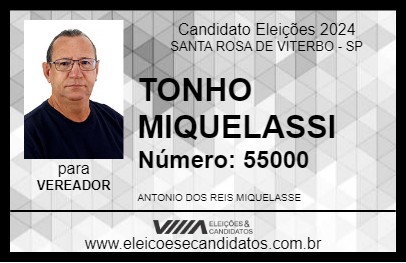 Candidato TONHO MIQUELASSI 2024 - SANTA ROSA DE VITERBO - Eleições