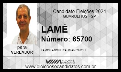 Candidato LAMÉ 2024 - GUARULHOS - Eleições