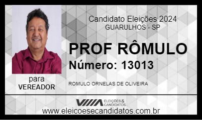 Candidato PROF RÔMULO 2024 - GUARULHOS - Eleições