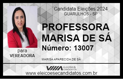 Candidato PROFESSORA MARISA DE SÁ 2024 - GUARULHOS - Eleições