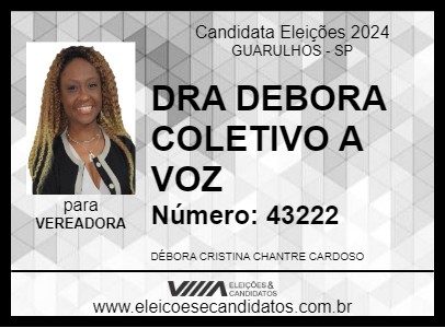 Candidato DRA DEBORA COLETIVO A VOZ 2024 - GUARULHOS - Eleições