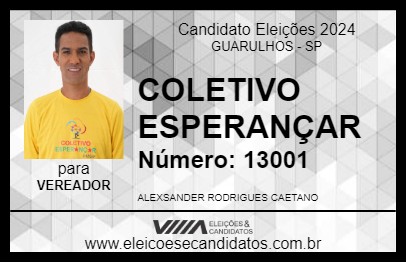 Candidato ALEX COLETIVO ESPERANÇAR 2024 - GUARULHOS - Eleições