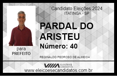 Candidato PARDAL DO ARISTEU 2024 - ITATINGA - Eleições