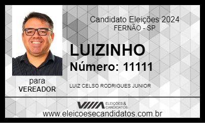 Candidato LUIZINHO 2024 - FERNÃO - Eleições