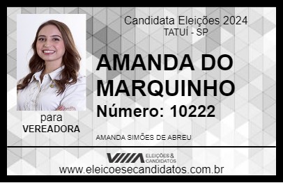 Candidato AMANDA DO MARQUINHO 2024 - TATUÍ - Eleições