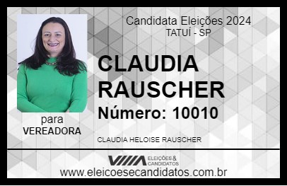 Candidato CLAUDIA RAUSCHER  2024 - TATUÍ - Eleições