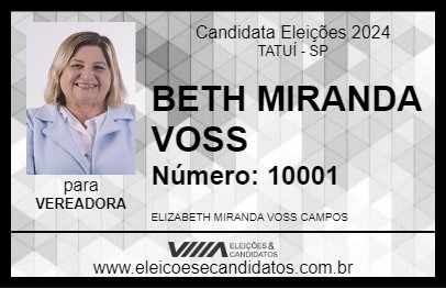 Candidato BETH MIRANDA VOSS  2024 - TATUÍ - Eleições