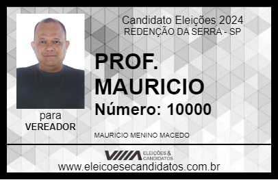 Candidato PROF. MAURICIO  2024 - REDENÇÃO DA SERRA - Eleições