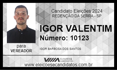 Candidato IGOR VALENTIM 2024 - REDENÇÃO DA SERRA - Eleições