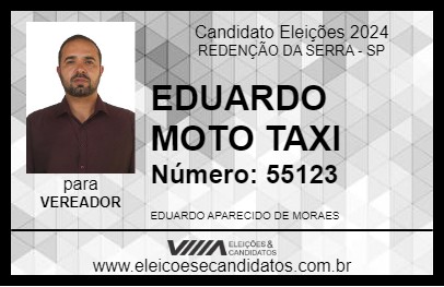 Candidato EDUARDO MOTO TAXI 2024 - REDENÇÃO DA SERRA - Eleições