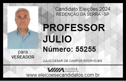 Candidato PROFESSOR JULIO 2024 - REDENÇÃO DA SERRA - Eleições