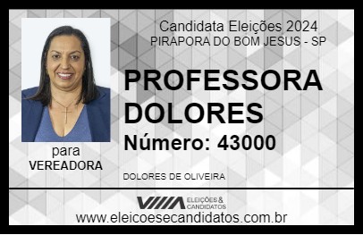 Candidato PROFESSORA DOLORES 2024 - PIRAPORA DO BOM JESUS - Eleições