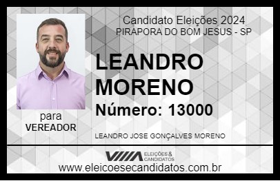 Candidato LEANDRO MORENO 2024 - PIRAPORA DO BOM JESUS - Eleições