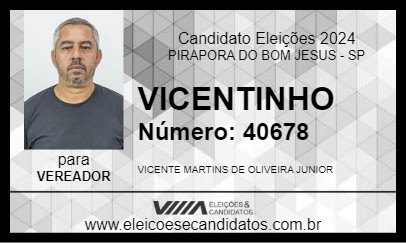 Candidato VICENTINHO 2024 - PIRAPORA DO BOM JESUS - Eleições