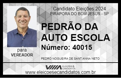 Candidato PEDRÃO DA AUTO ESCOLA 2024 - PIRAPORA DO BOM JESUS - Eleições