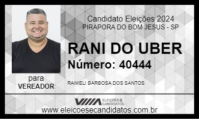 Candidato RANI DO UBER 2024 - PIRAPORA DO BOM JESUS - Eleições