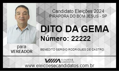 Candidato DITO DA GEMA 2024 - PIRAPORA DO BOM JESUS - Eleições