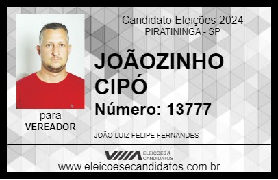 Candidato JOÃOZINHO CIPÓ 2024 - PIRATININGA - Eleições