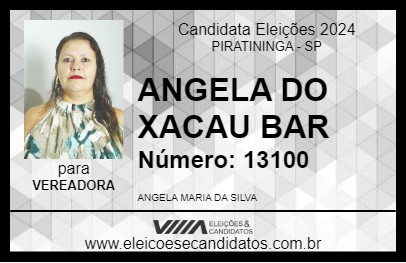 Candidato ANGELA DO XACAU BAR 2024 - PIRATININGA - Eleições