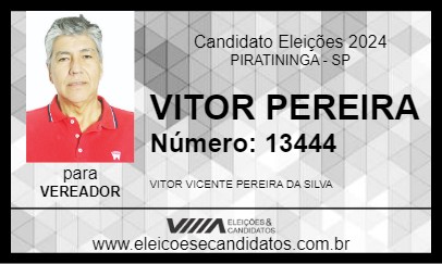 Candidato VITOR PEREIRA 2024 - PIRATININGA - Eleições