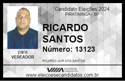 Candidato RICARDO SANTOS 2024 - PIRATININGA - Eleições