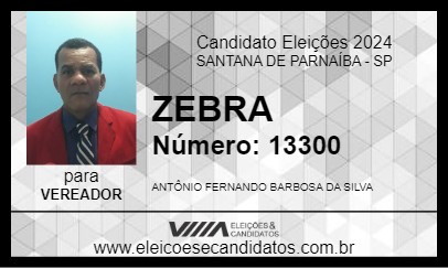 Candidato ZEBRA 2024 - SANTANA DE PARNAÍBA - Eleições