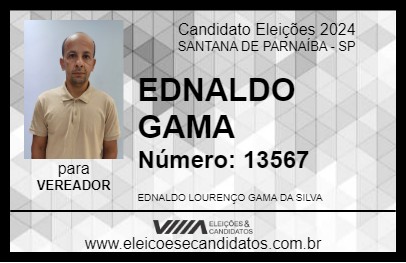 Candidato EDNALDO GAMA 2024 - SANTANA DE PARNAÍBA - Eleições