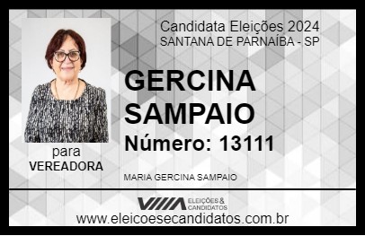 Candidato GERCINA SAMPAIO 2024 - SANTANA DE PARNAÍBA - Eleições