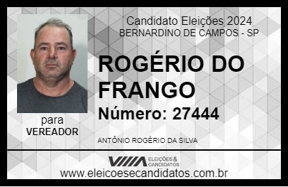 Candidato ROGÉRIO DO FRANGO 2024 - BERNARDINO DE CAMPOS - Eleições