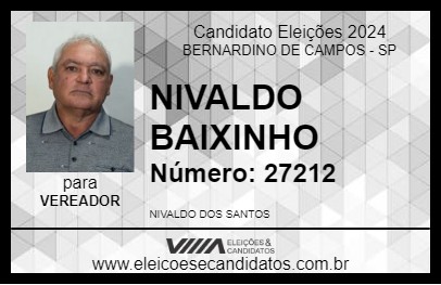 Candidato NIVALDO BAIXINHO  2024 - BERNARDINO DE CAMPOS - Eleições