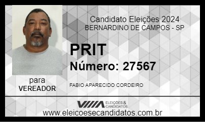 Candidato PRIT 2024 - BERNARDINO DE CAMPOS - Eleições