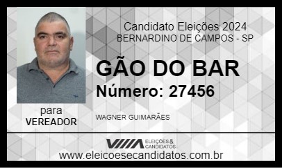 Candidato GÃO DO BAR  2024 - BERNARDINO DE CAMPOS - Eleições