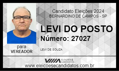 Candidato LEVI DO POSTO  2024 - BERNARDINO DE CAMPOS - Eleições