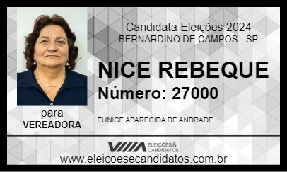 Candidato NICE REBEQUE 2024 - BERNARDINO DE CAMPOS - Eleições