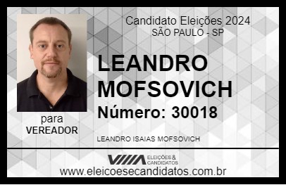 Candidato LEANDRO MOFSOVICH 2024 - SÃO PAULO - Eleições