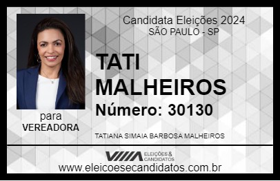 Candidato TATI MALHEIROS 2024 - SÃO PAULO - Eleições