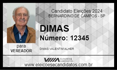 Candidato DIMAS 2024 - BERNARDINO DE CAMPOS - Eleições