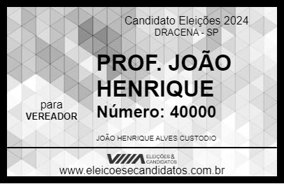 Candidato PROF. JOÃO HENRIQUE 2024 - DRACENA - Eleições