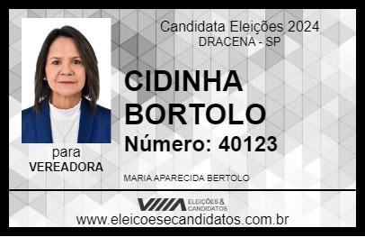 Candidato CIDINHA BORTOLO 2024 - DRACENA - Eleições