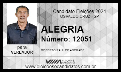 Candidato ALEGRIA 2024 - OSVALDO CRUZ - Eleições