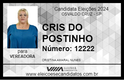 Candidato CRIS NUNES 2024 - OSVALDO CRUZ - Eleições