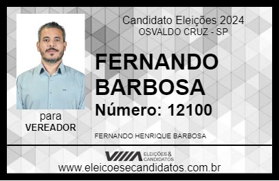 Candidato FERNANDO BARBOSA 2024 - OSVALDO CRUZ - Eleições