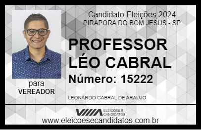 Candidato PROFESSOR LÉO CABRAL 2024 - PIRAPORA DO BOM JESUS - Eleições