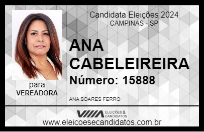 Candidato ANA CABELEIREIRA 2024 - CAMPINAS - Eleições