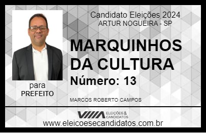 Candidato MARQUINHOS DA CULTURA 2024 - ARTUR NOGUEIRA - Eleições