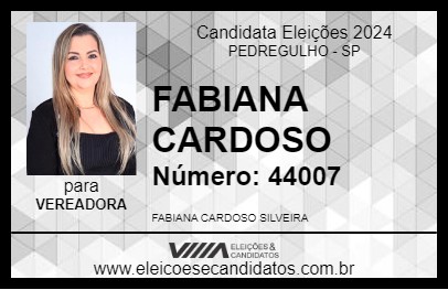 Candidato FABIANA CARDOSO 2024 - PEDREGULHO - Eleições