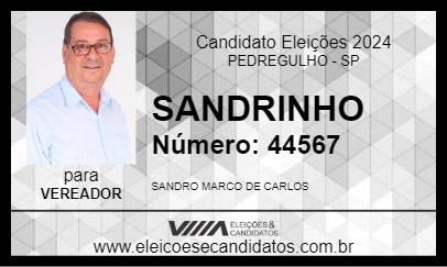 Candidato SANDRINHO 2024 - PEDREGULHO - Eleições